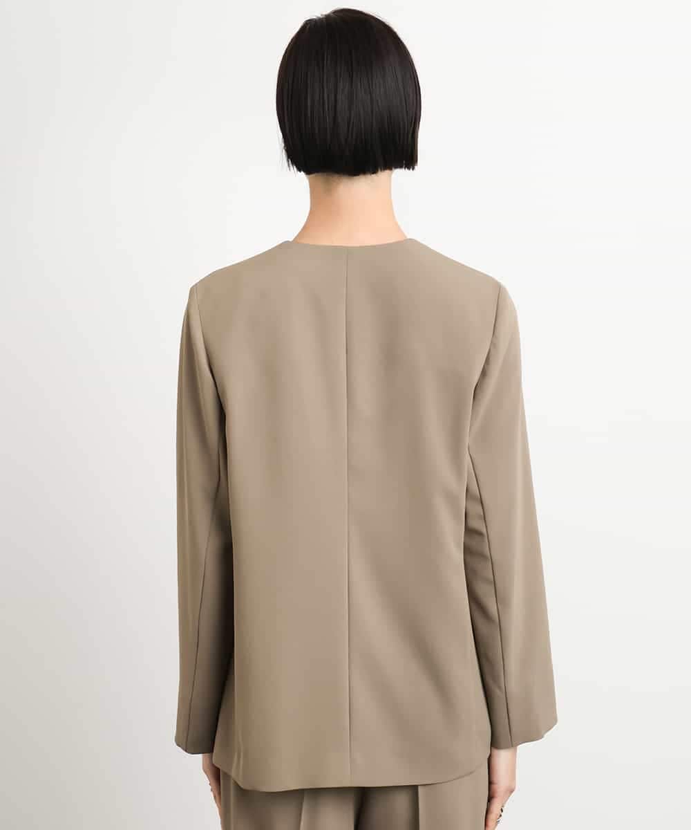 FMDGA12290 MICHEL KLEIN(ミッシェルクラン) [接触冷感]ノーカラージャケット(セットアップ対応) カーキ