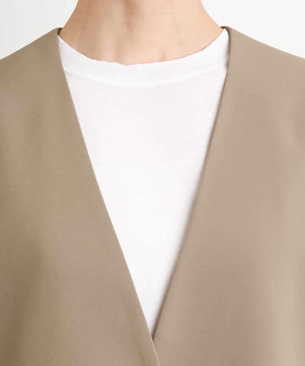 FMDGA12290 MICHEL KLEIN(ミッシェルクラン) [接触冷感]ノーカラージャケット(セットアップ対応) カーキ