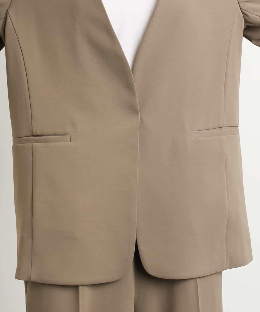 FMDGA12290 MICHEL KLEIN(ミッシェルクラン) [接触冷感]ノーカラージャケット(セットアップ対応) カーキ