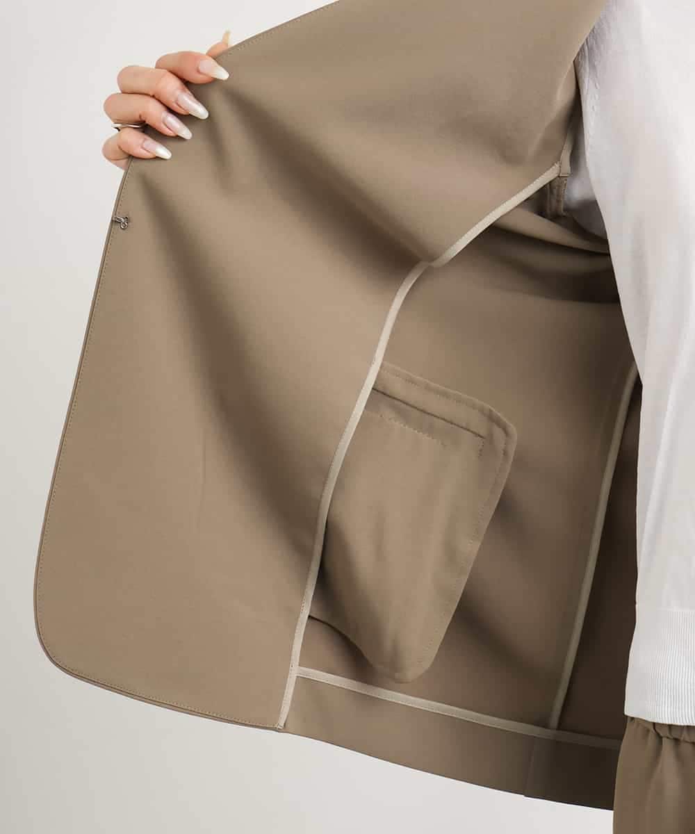 FMDGA12290 MICHEL KLEIN(ミッシェルクラン) [接触冷感]ノーカラージャケット(セットアップ対応) カーキ