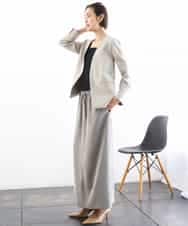 FMDGD05420 MICHEL KLEIN(ミッシェルクラン) [セットアップ対応]ツイードライク　ノーカラージャケット ベージュ