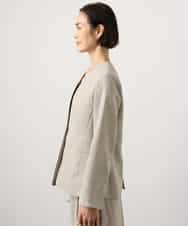 FMDGD05420 MICHEL KLEIN(ミッシェルクラン) [セットアップ対応]ツイードライク　ノーカラージャケット ベージュ