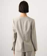 FMDGD05420 MICHEL KLEIN(ミッシェルクラン) [セットアップ対応]ツイードライク　ノーカラージャケット ベージュ