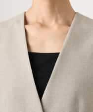 FMDGD05420 MICHEL KLEIN(ミッシェルクラン) [セットアップ対応]ツイードライク　ノーカラージャケット ベージュ