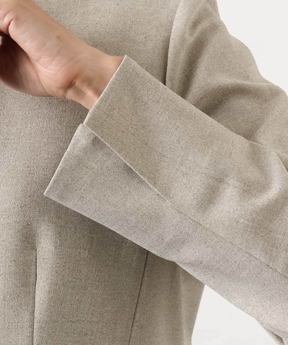 FMDGD05420 MICHEL KLEIN(ミッシェルクラン) [セットアップ対応]ツイードライク　ノーカラージャケット ベージュ