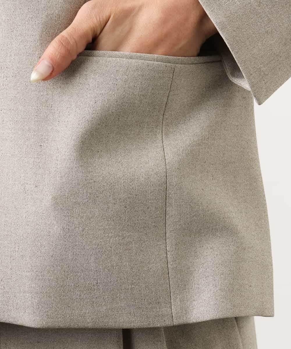 FMDGD05420 MICHEL KLEIN(ミッシェルクラン) [セットアップ対応]ツイードライク　ノーカラージャケット ベージュ