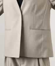 FMDGD05420 MICHEL KLEIN(ミッシェルクラン) [セットアップ対応]ツイードライク　ノーカラージャケット ベージュ