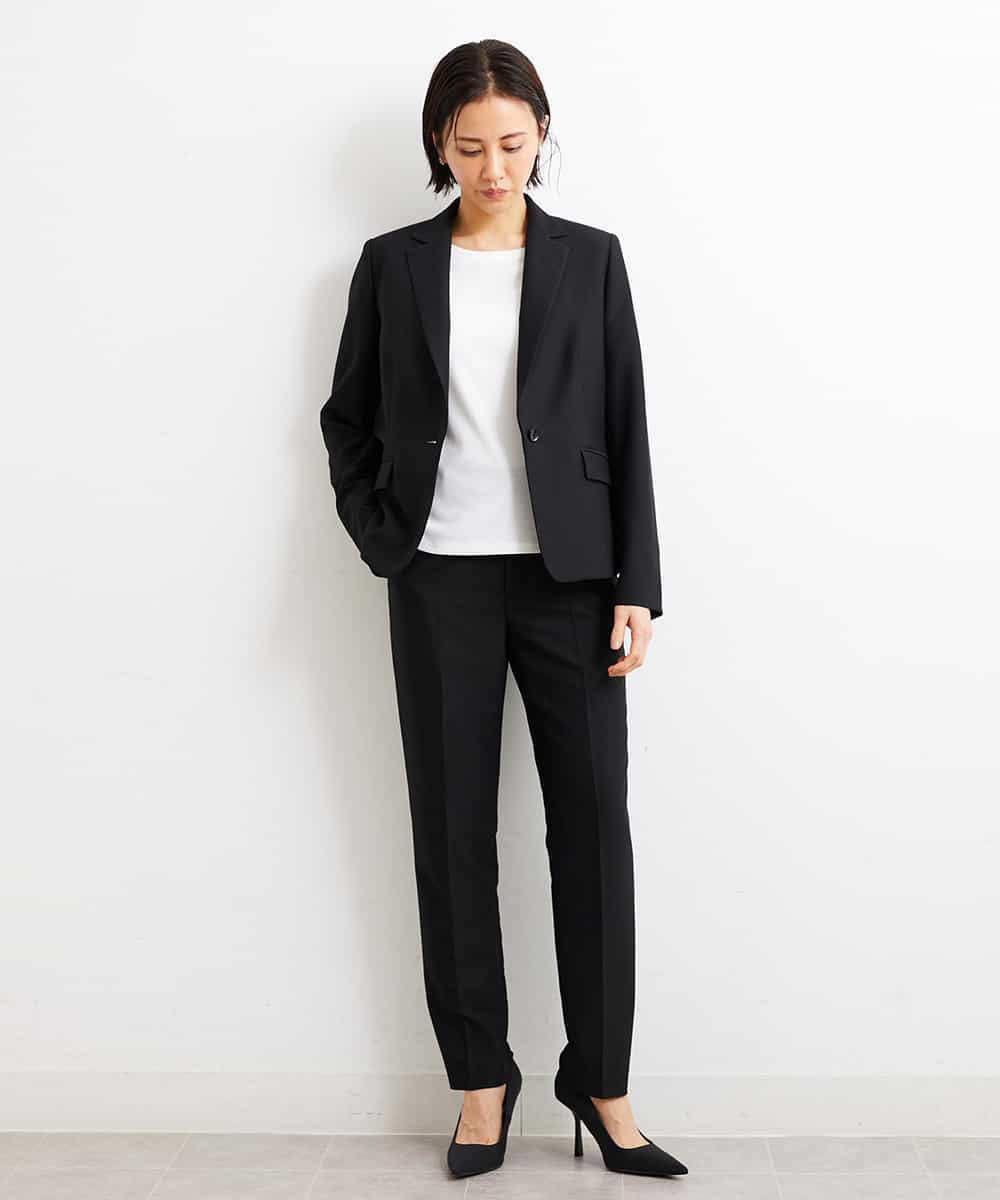 FMDGS42360 MICHEL KLEIN(ミッシェルクラン) [PLUS JACKET]バランサーキュラー(R)テーラードジャケット（背抜き/セットアップ対応） ブラック(94)