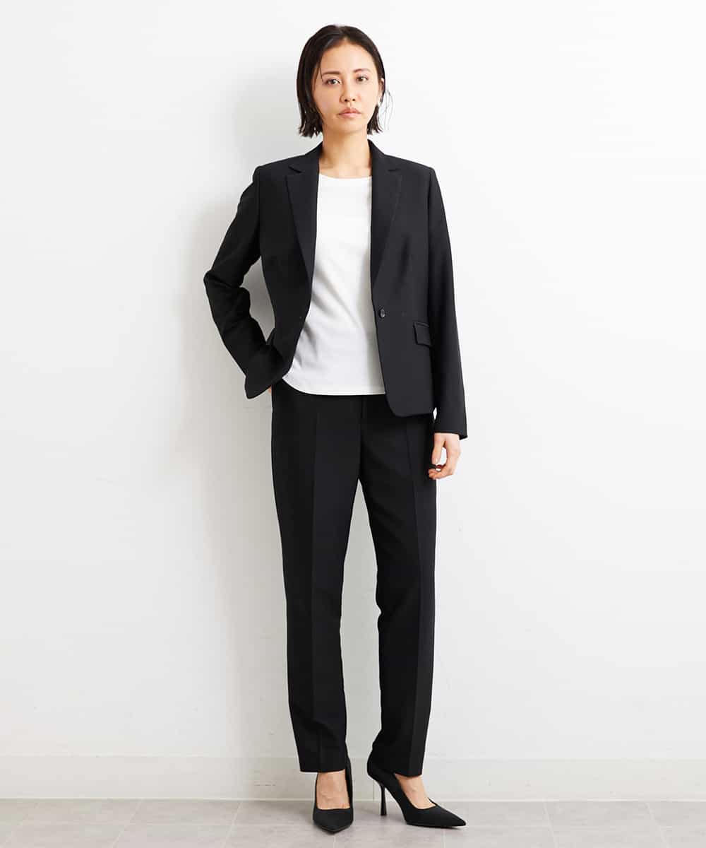 FMDGS42360 MICHEL KLEIN(ミッシェルクラン) [PLUS JACKET]バランサーキュラー(R)テーラードジャケット（背抜き/セットアップ対応） ブラック(94)