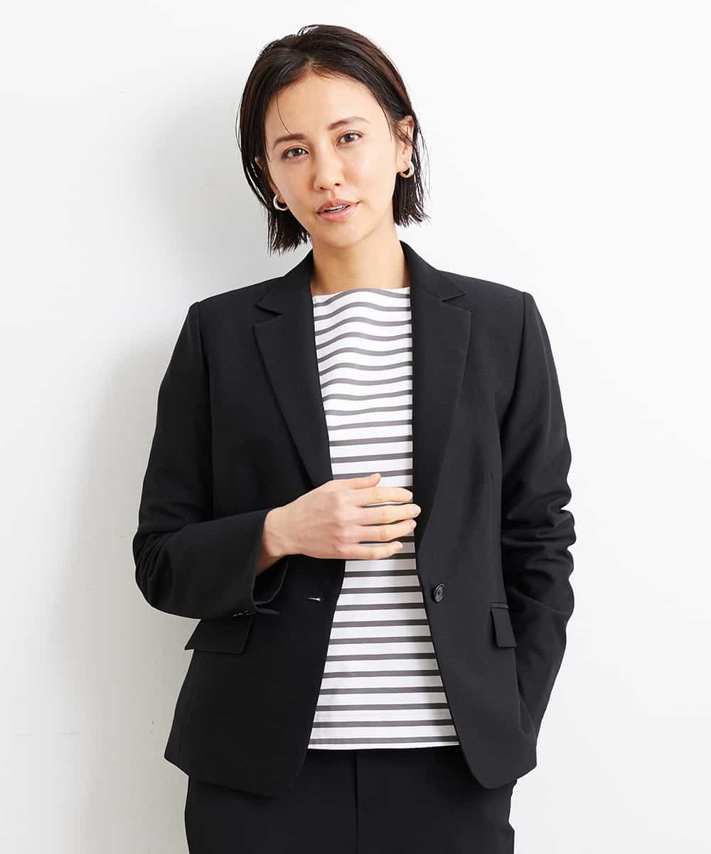 FMDGS42360 MICHEL KLEIN(ミッシェルクラン) [PLUS JACKET]バランサーキュラー(R)テーラードジャケット（背抜き/セットアップ対応） ブラック(94)