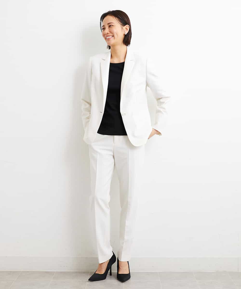 FMDGS42360 MICHEL KLEIN(ミッシェルクラン) [PLUS JACKET]バランサーキュラー(R)テーラードジャケット（背抜き/セットアップ対応） ブラック(94)