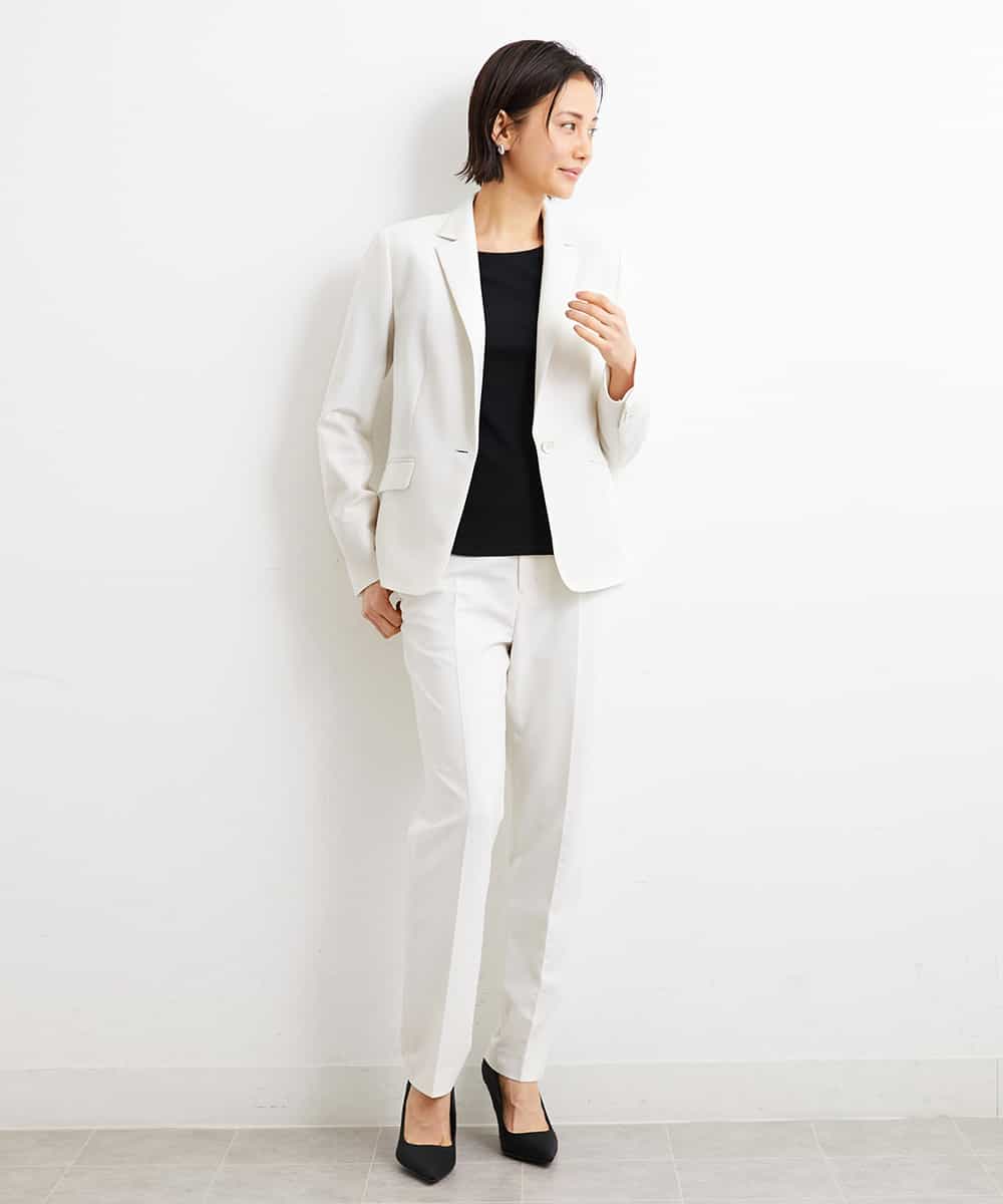 FMDGS42360 MICHEL KLEIN(ミッシェルクラン) [PLUS JACKET]バランサーキュラー(R)テーラードジャケット（背抜き/セットアップ対応） ブラック(94)