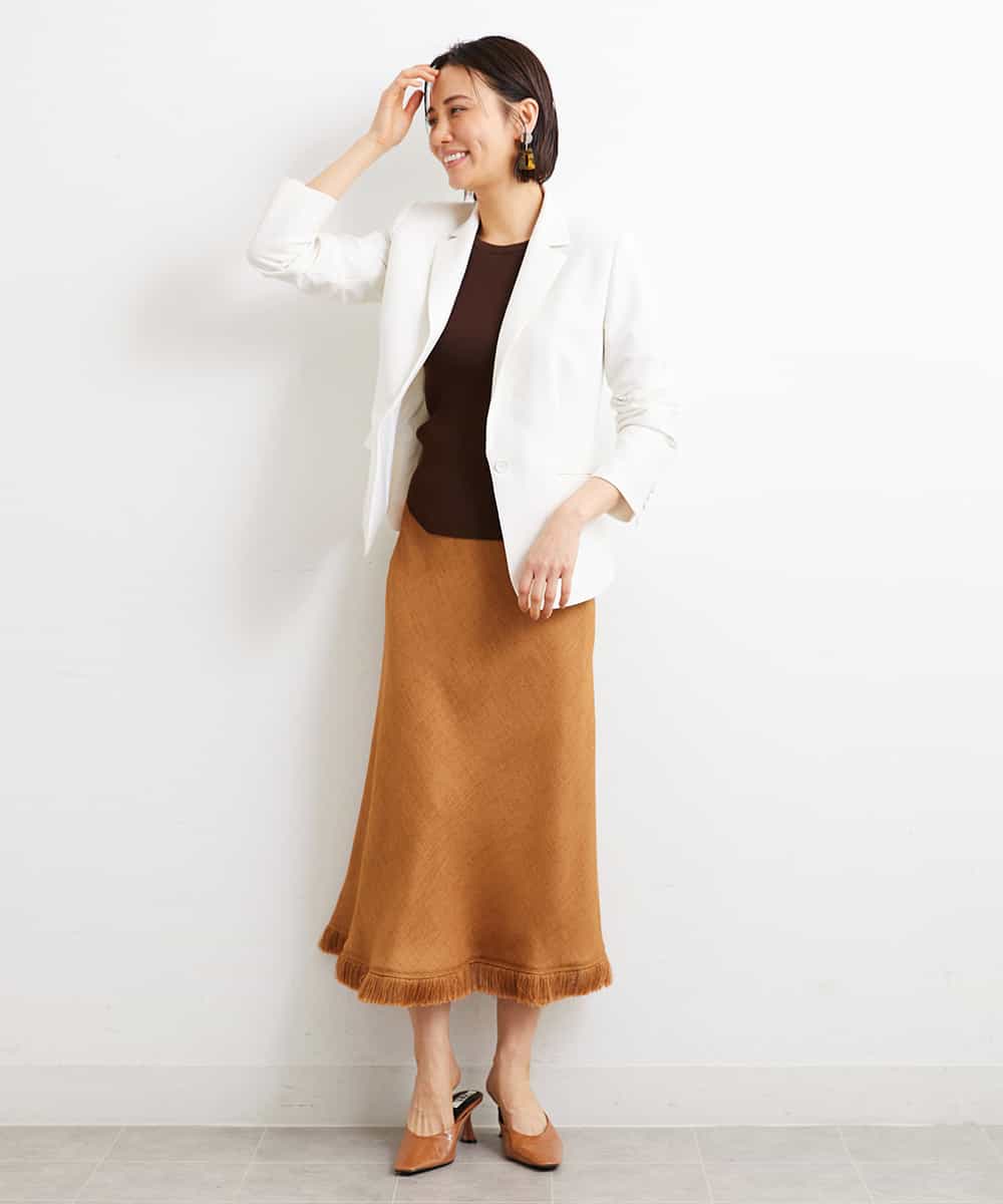 FMDGS42360 MICHEL KLEIN(ミッシェルクラン) [PLUS JACKET]バランサーキュラー(R)テーラードジャケット（背抜き/セットアップ対応） ブラック(94)