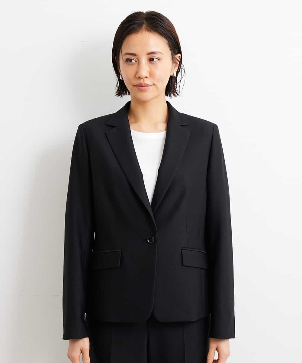 FMDGS42360 MICHEL KLEIN(ミッシェルクラン) [PLUS JACKET]バランサーキュラー(R)テーラードジャケット（背抜き/セットアップ対応） ブラック(94)
