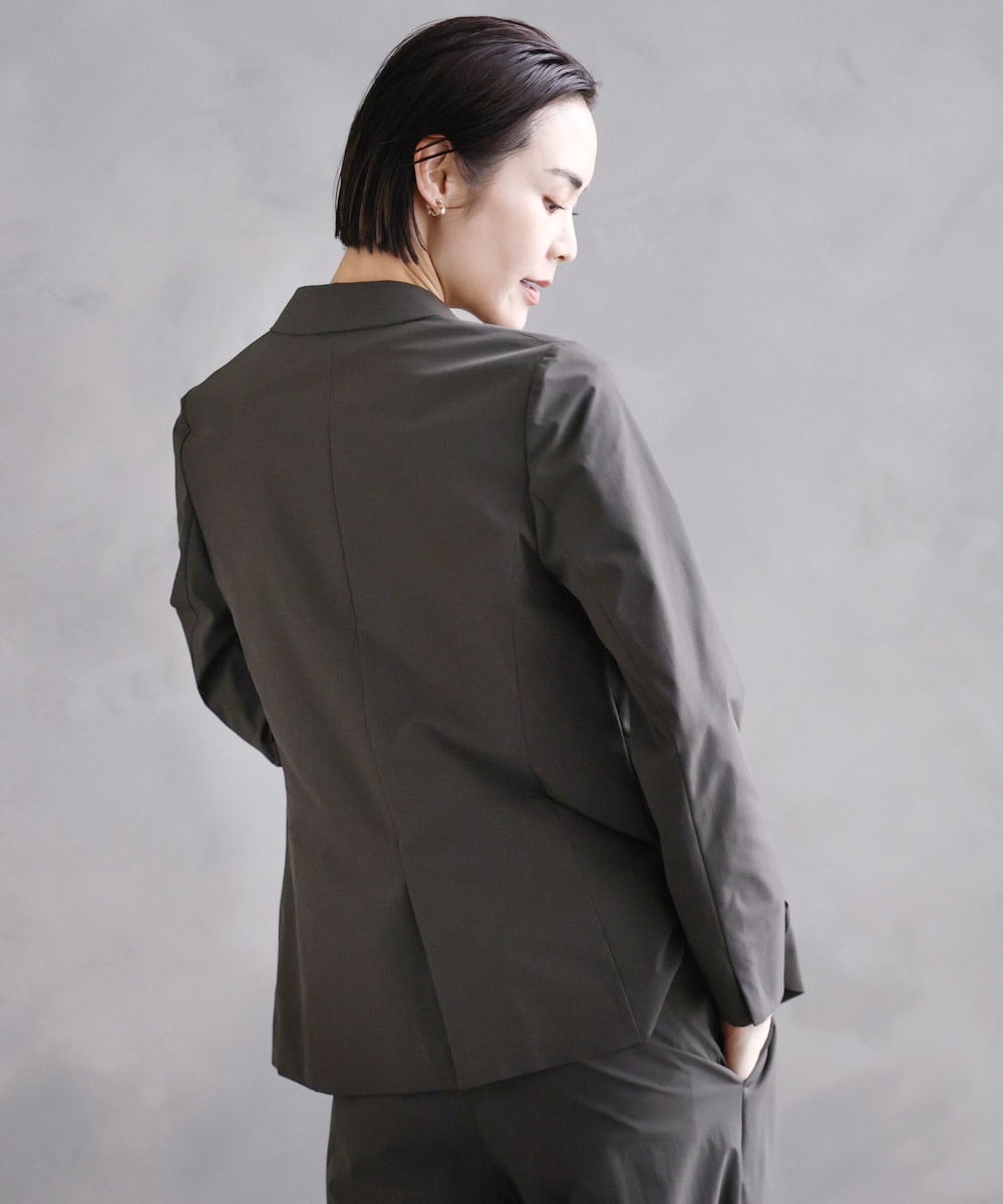 FMDHA16350 MICHEL KLEIN(ミッシェルクラン) [機能性素材]ストレッチテーラードジャケット(セットアップ対応/裏地なし) ダークグレー