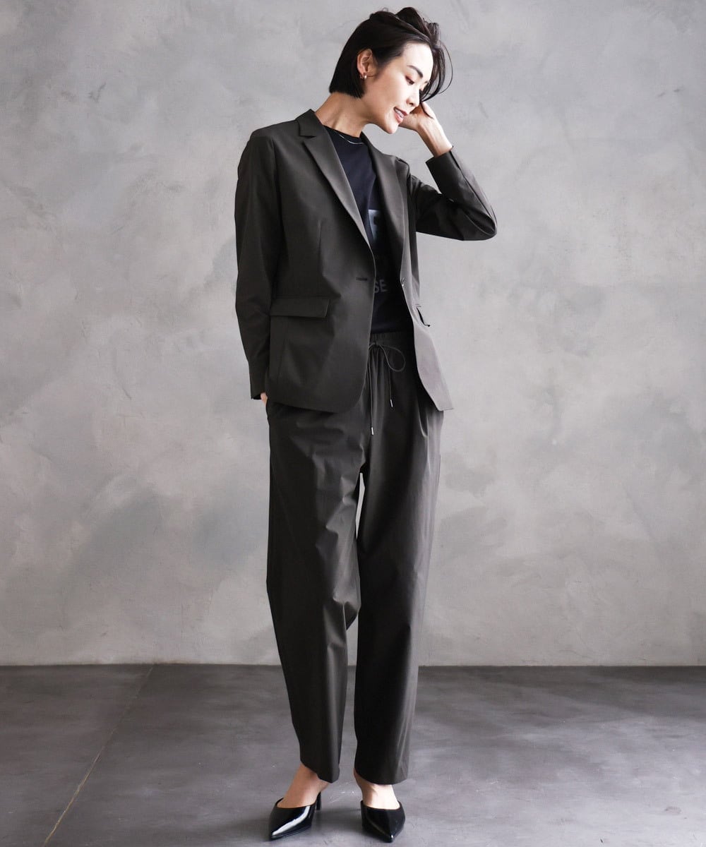 FMDHA16350 MICHEL KLEIN(ミッシェルクラン) [機能性素材]ストレッチテーラードジャケット(セットアップ対応/裏地なし) ダークグレー