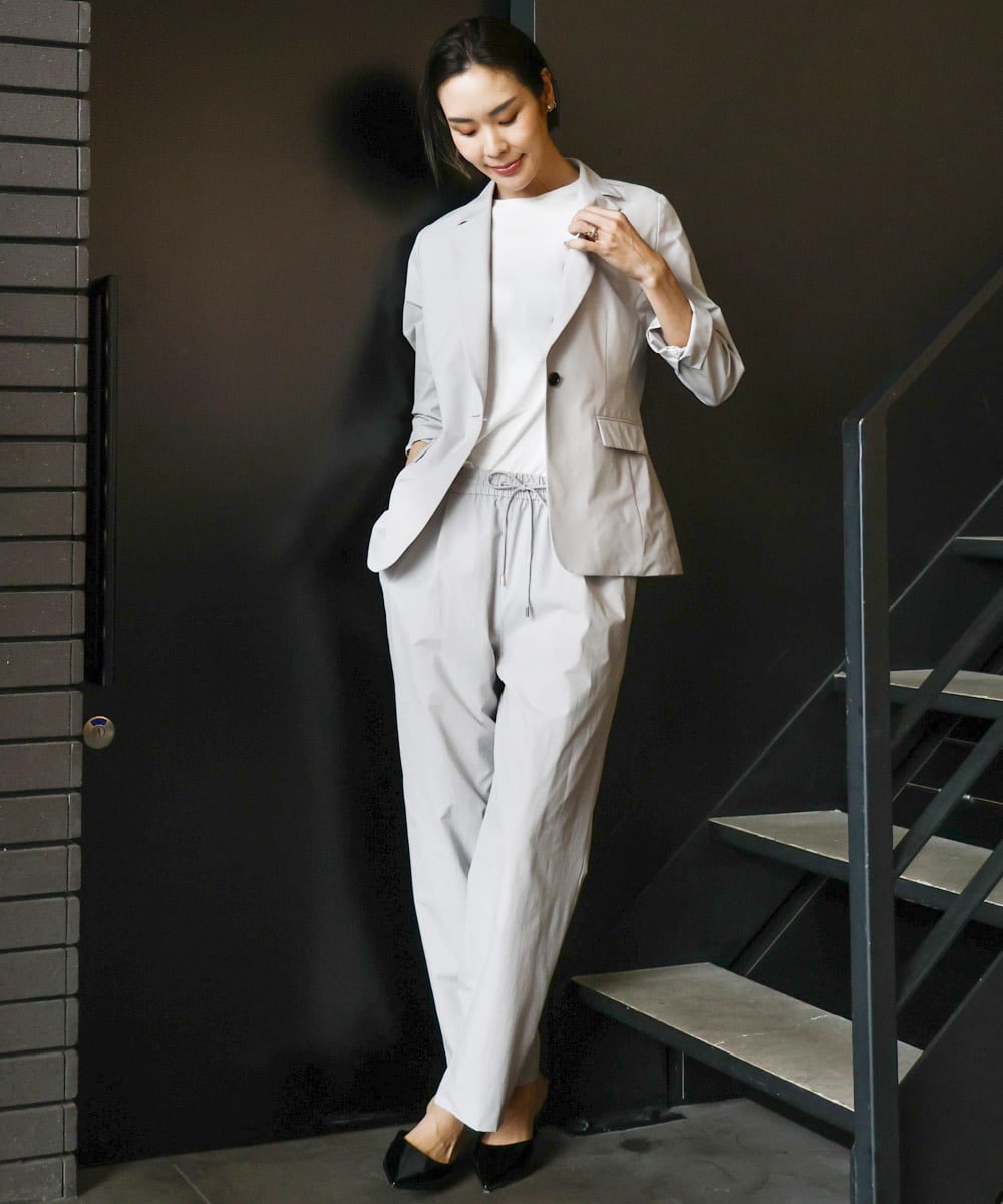 FMDHA16350 MICHEL KLEIN(ミッシェルクラン) [機能性素材]ストレッチテーラードジャケット(セットアップ対応/裏地なし) ダークグレー