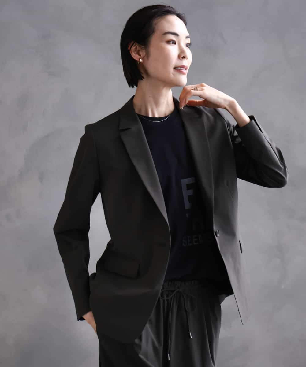 FMDHA16350 MICHEL KLEIN(ミッシェルクラン) [機能性素材]ストレッチテーラードジャケット(セットアップ対応/裏地なし) ダークグレー