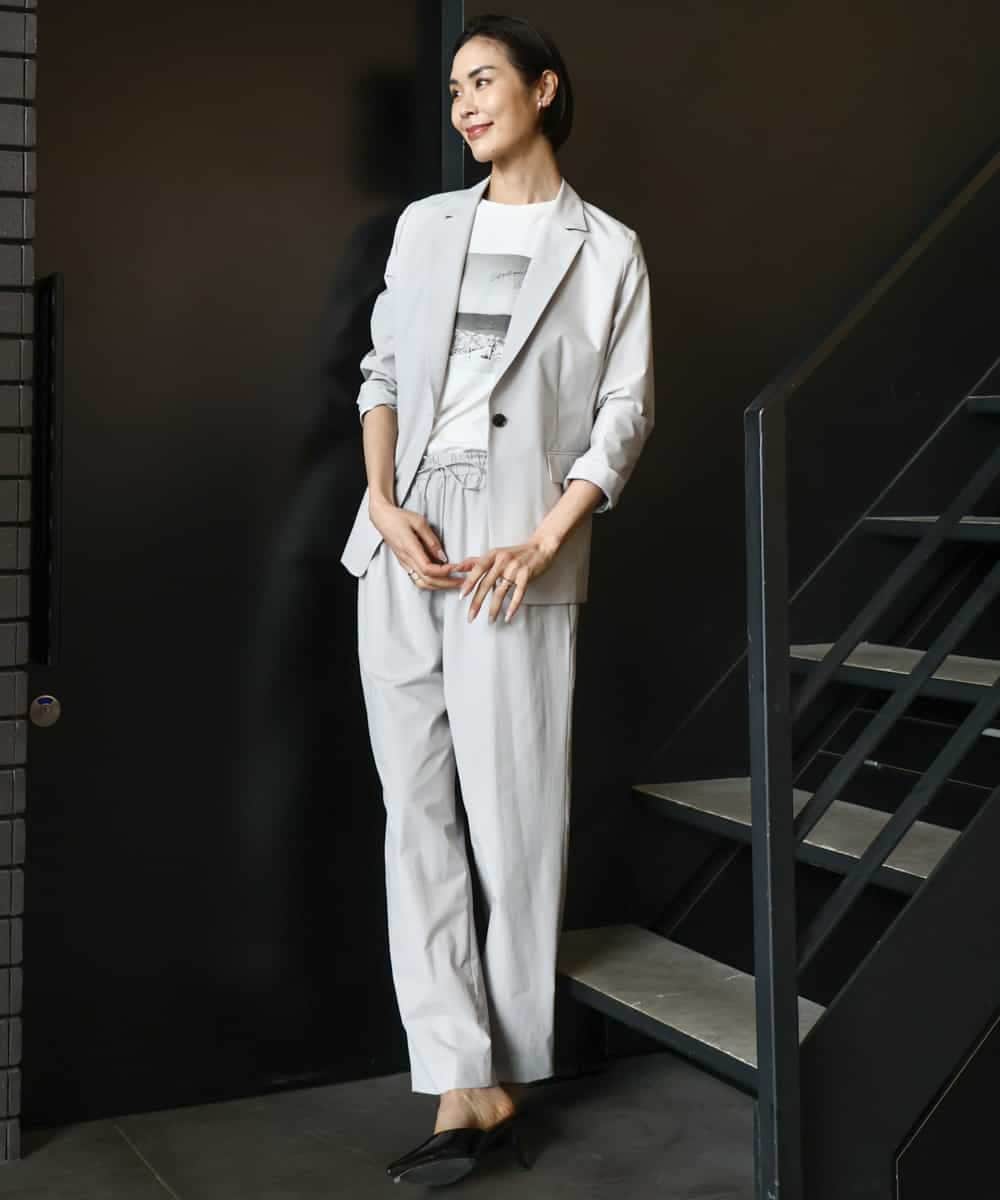 FMDHA16350 MICHEL KLEIN(ミッシェルクラン) [機能性素材]ストレッチテーラードジャケット(セットアップ対応/裏地なし) ダークグレー