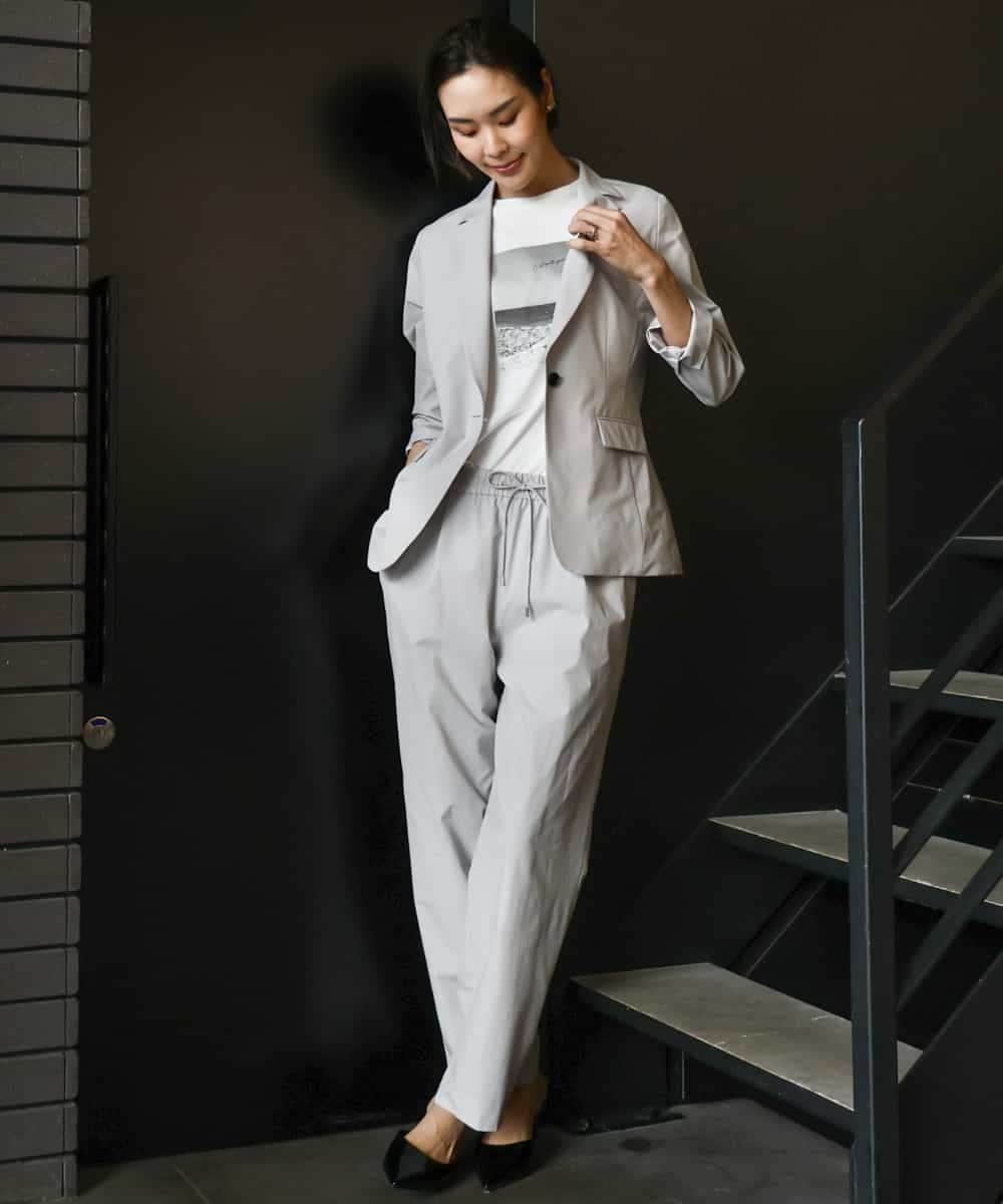 FMDHA16350 MICHEL KLEIN(ミッシェルクラン) [機能性素材]ストレッチテーラードジャケット(セットアップ対応/裏地なし) ダークグレー
