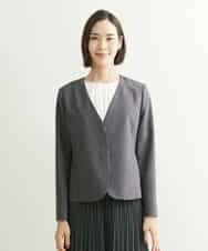 FMDHP03330 MICHEL KLEIN(ミッシェルクラン) ノーカラージャケット（セットアップ対応） ダークグレー(93)