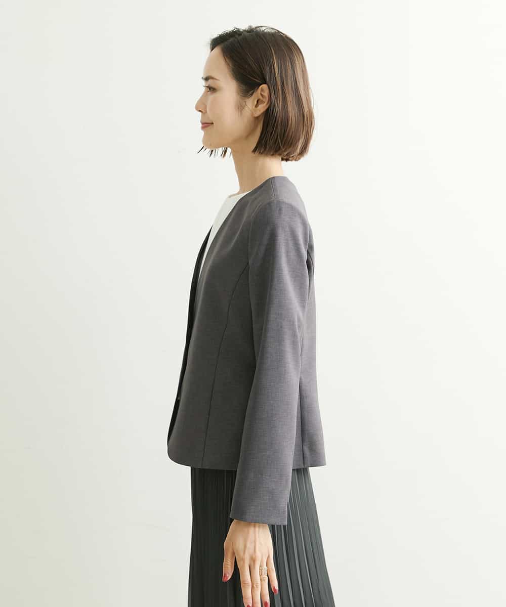 FMDHP03330 MICHEL KLEIN(ミッシェルクラン) ノーカラージャケット（セットアップ対応） ダークグレー(93)