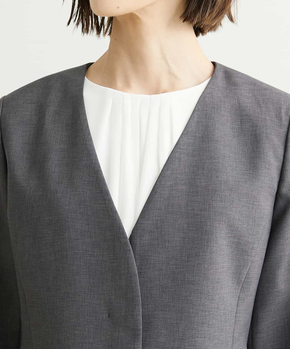 FMDHP03330 MICHEL KLEIN(ミッシェルクラン) ノーカラージャケット（セットアップ対応） ダークグレー(93)