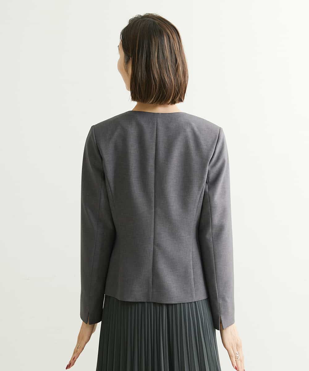 FMDHP03330 MICHEL KLEIN(ミッシェルクラン) ノーカラージャケット（セットアップ対応） ダークグレー(93)