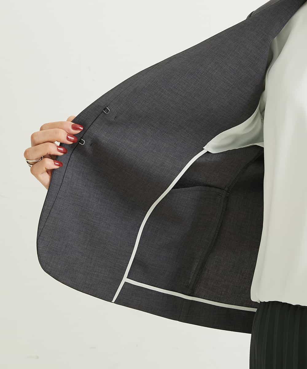 FMDHP03330 MICHEL KLEIN(ミッシェルクラン) ノーカラージャケット（セットアップ対応） ダークグレー(93)