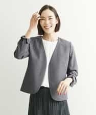 FMDHP03330 MICHEL KLEIN(ミッシェルクラン) ノーカラージャケット（セットアップ対応） ダークグレー(93)