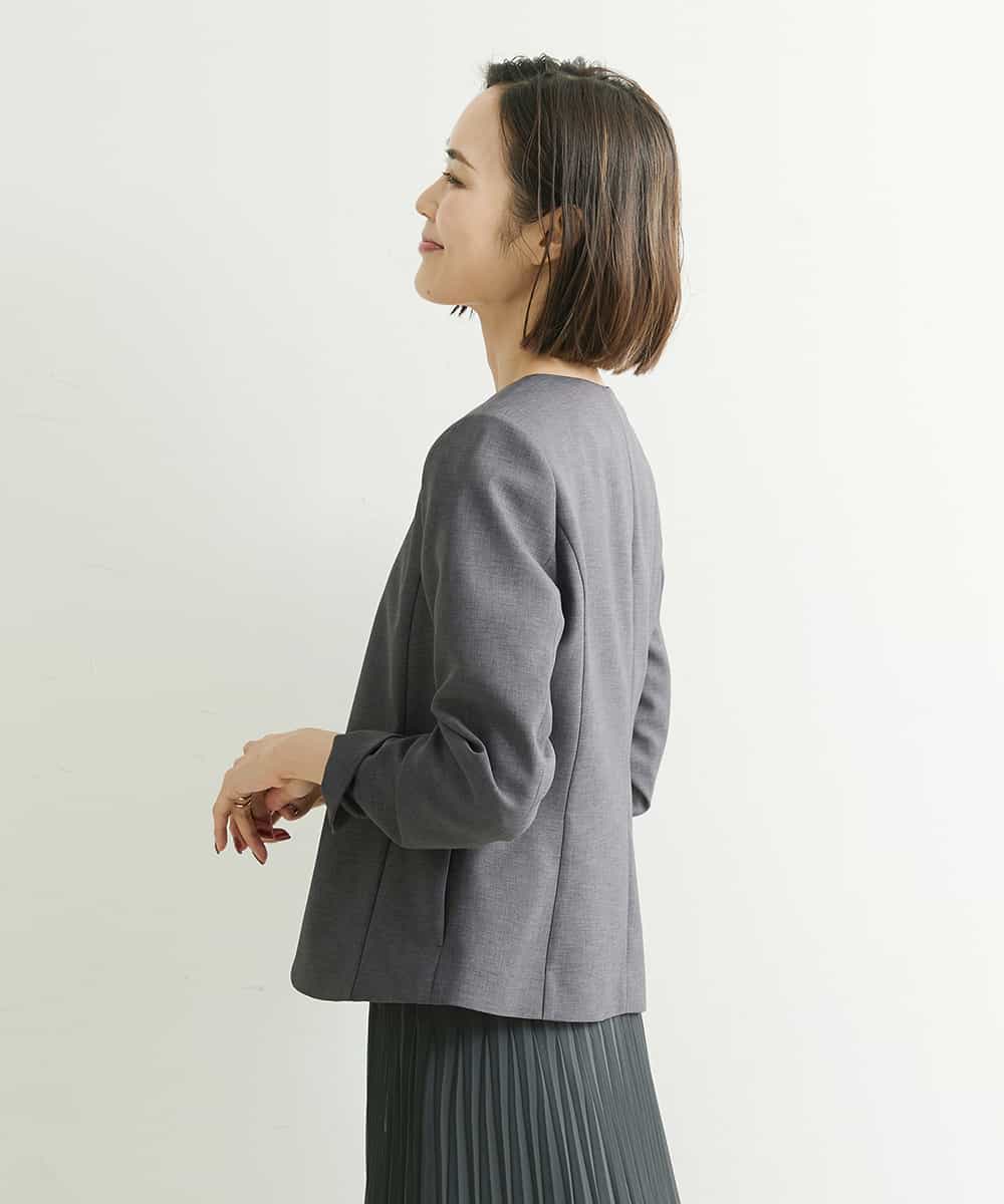 FMDHP03330 MICHEL KLEIN(ミッシェルクラン) ノーカラージャケット（セットアップ対応） ダークグレー(93)