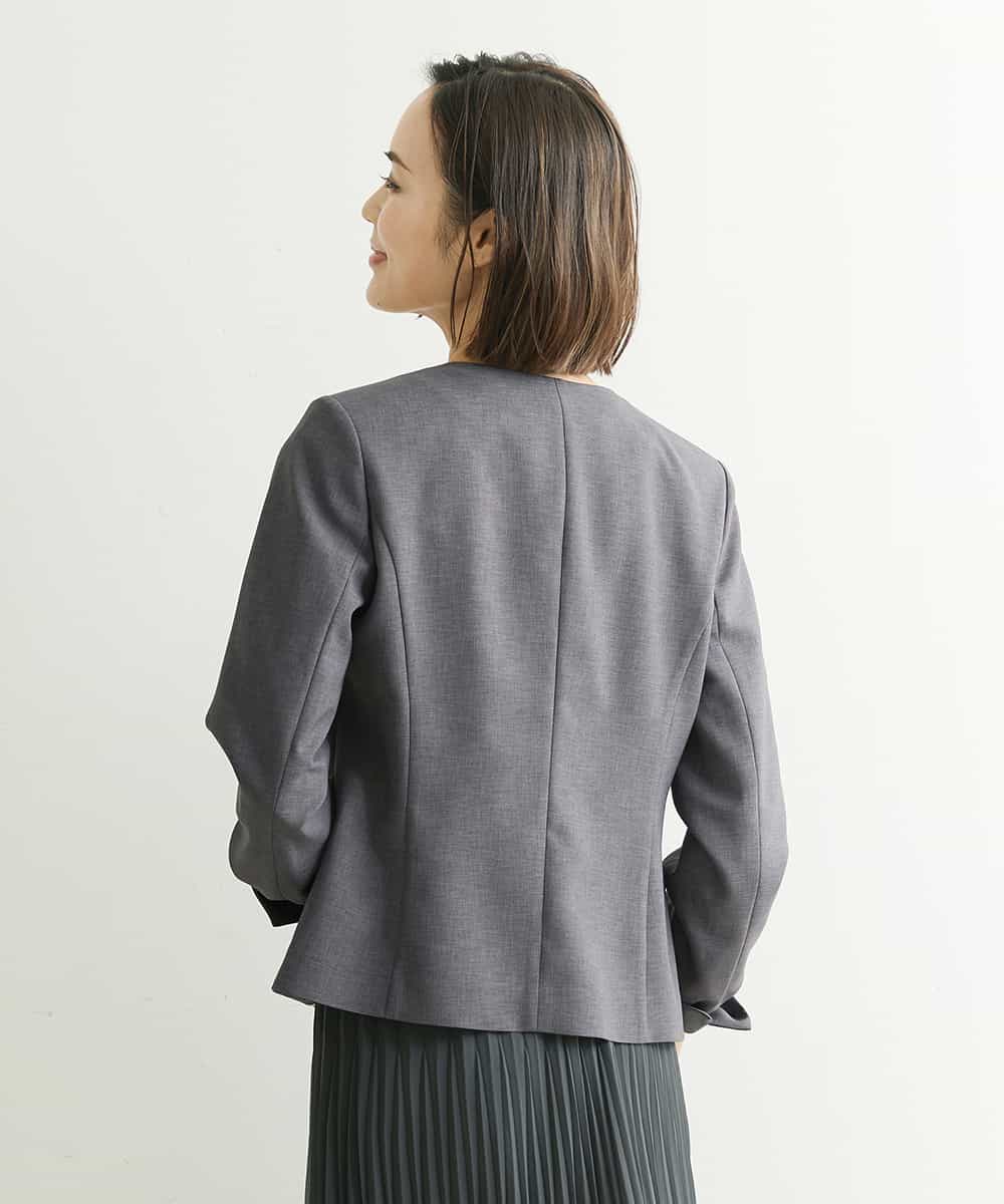 FMDHP03330 MICHEL KLEIN(ミッシェルクラン) ノーカラージャケット（セットアップ対応） ダークグレー(93)