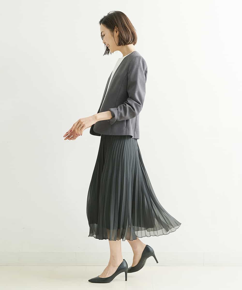 FMDHP03330 MICHEL KLEIN(ミッシェルクラン) ノーカラージャケット（セットアップ対応） ダークグレー(93)