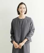 FMDHP03330 MICHEL KLEIN(ミッシェルクラン) ノーカラージャケット（セットアップ対応） ダークグレー(93)