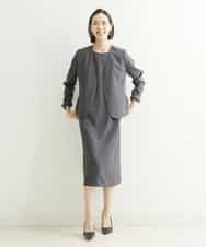 FMDHP03330 MICHEL KLEIN(ミッシェルクラン) ノーカラージャケット（セットアップ対応） ダークグレー(93)