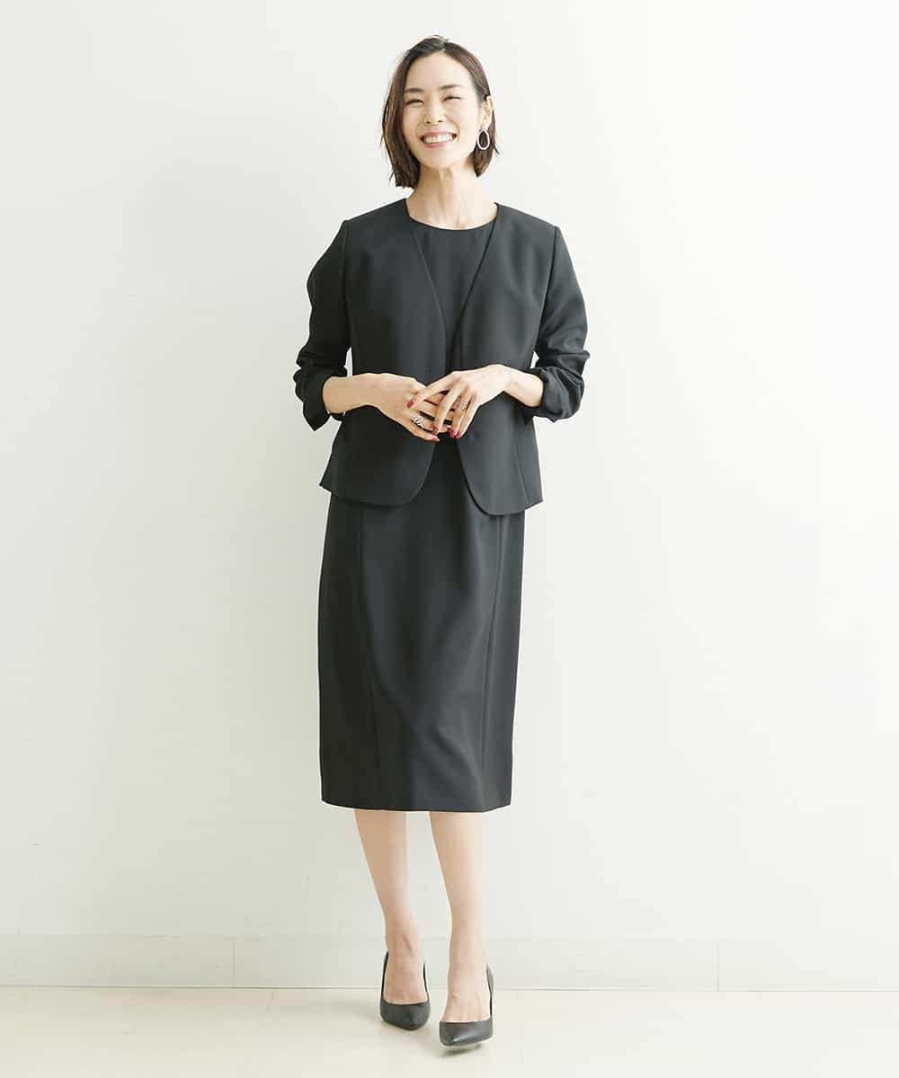 FMDHP03330 MICHEL KLEIN(ミッシェルクラン) ノーカラージャケット（セットアップ対応） ダークグレー(93)