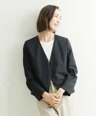 FMDHP03330 MICHEL KLEIN(ミッシェルクラン) ノーカラージャケット（セットアップ対応） ダークグレー(93)
