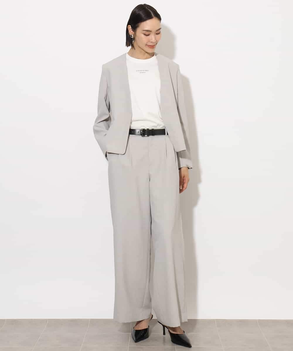 FMDJA11270 MICHEL KLEIN(ミッシェルクラン) [機能性素材]ドライノーカラージャケット(セットアップ対応) ブラック