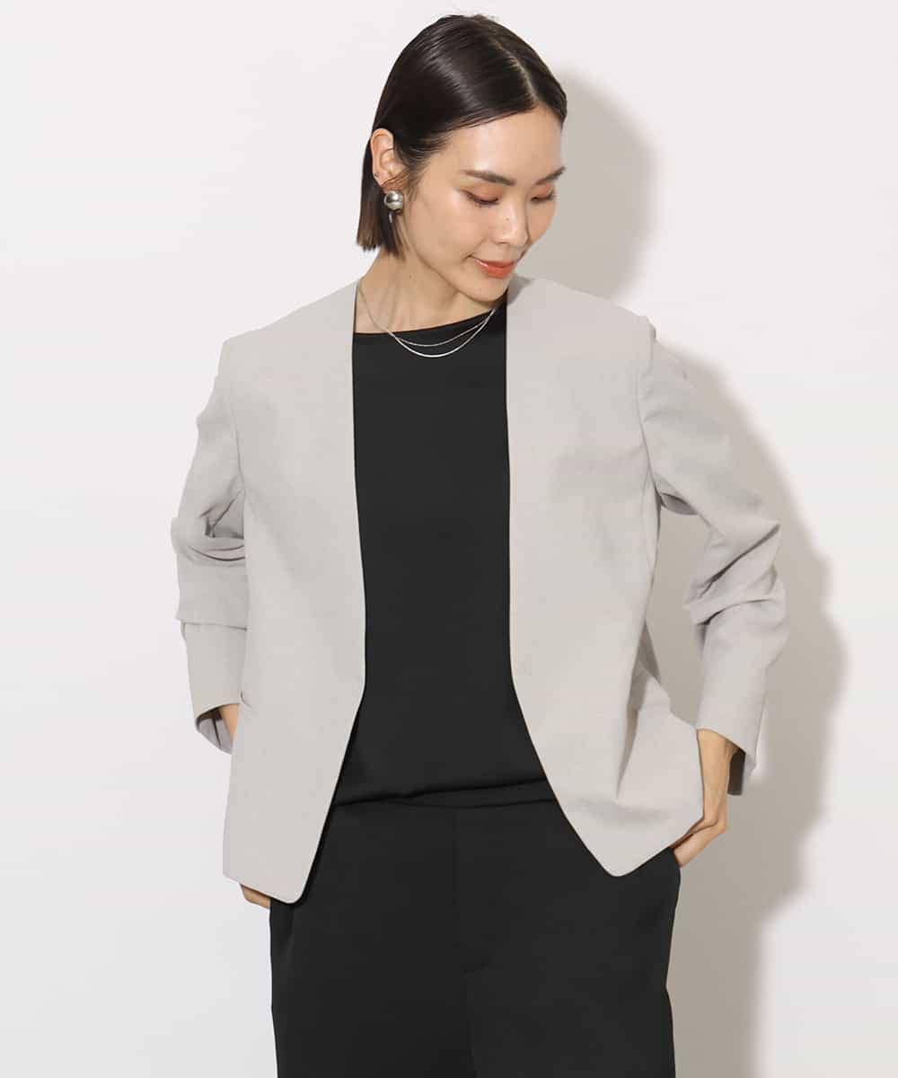 FMDJA11270 MICHEL KLEIN(ミッシェルクラン) [機能性素材]ドライノーカラージャケット(セットアップ対応) ブラック
