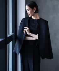 FMDJD03330 MICHEL KLEIN(ミッシェルクラン) [セットアップ対応]ノーカラージャケット ブラック