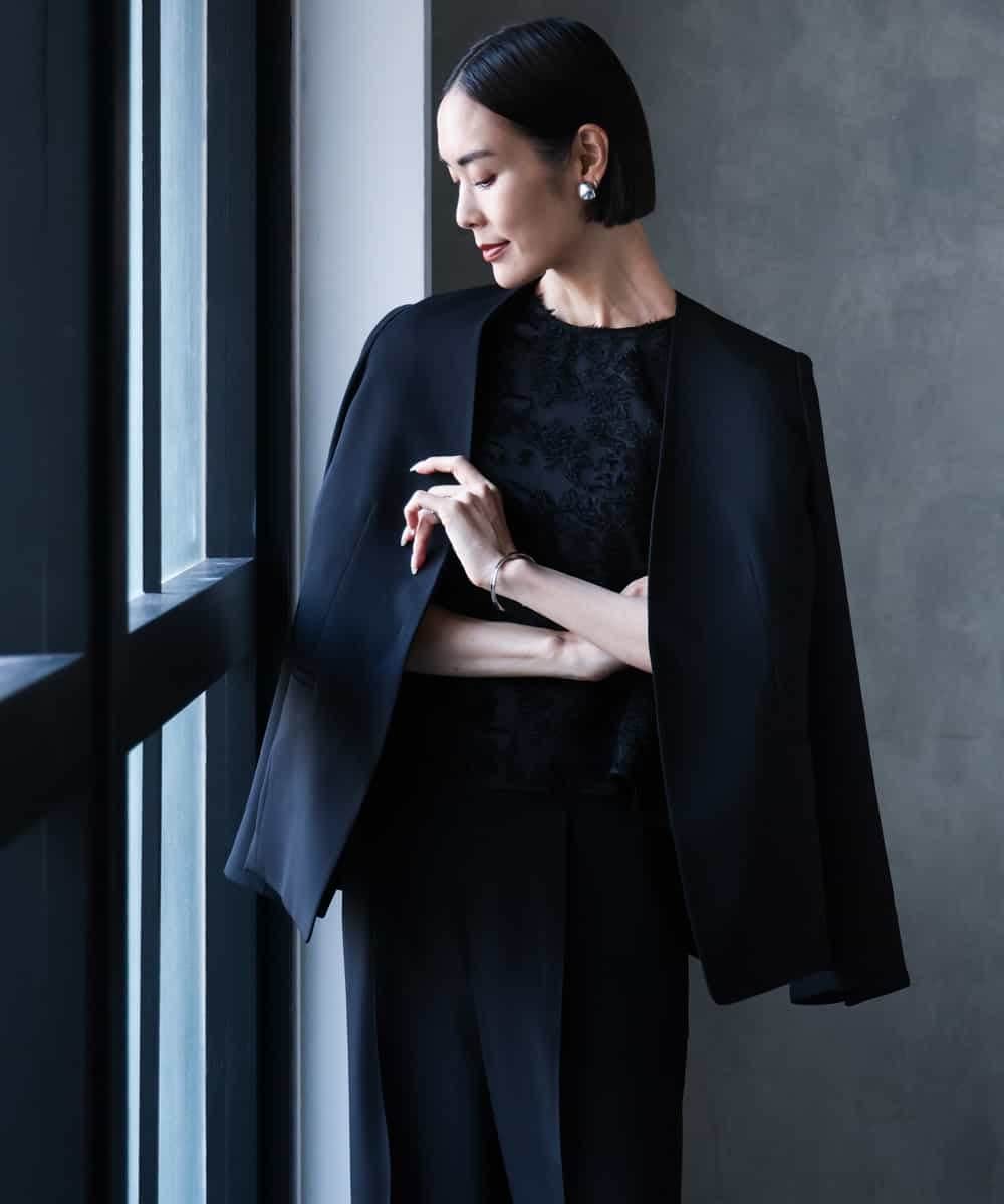 FMDJD03330 MICHEL KLEIN(ミッシェルクラン) [セットアップ対応]ノーカラージャケット ブラック