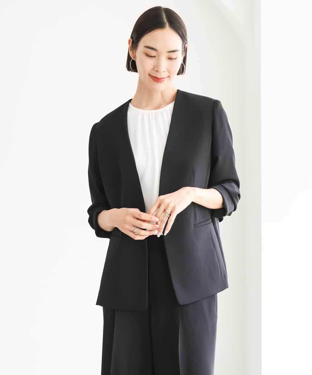 FMDJD03330 MICHEL KLEIN(ミッシェルクラン) [セットアップ対応]ノーカラージャケット ブラック