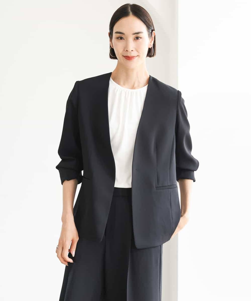 FMDJD03330 MICHEL KLEIN(ミッシェルクラン) [セットアップ対応]ノーカラージャケット ブラック