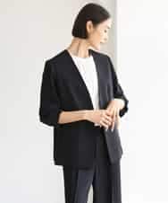 FMDJD03330 MICHEL KLEIN(ミッシェルクラン) [セットアップ対応]ノーカラージャケット ブラック