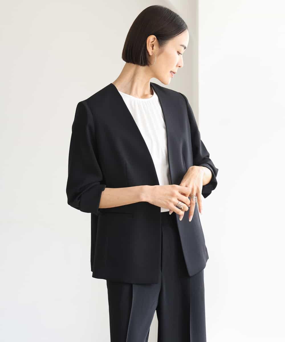 FMDJD03330 MICHEL KLEIN(ミッシェルクラン) [セットアップ対応]ノーカラージャケット ブラック