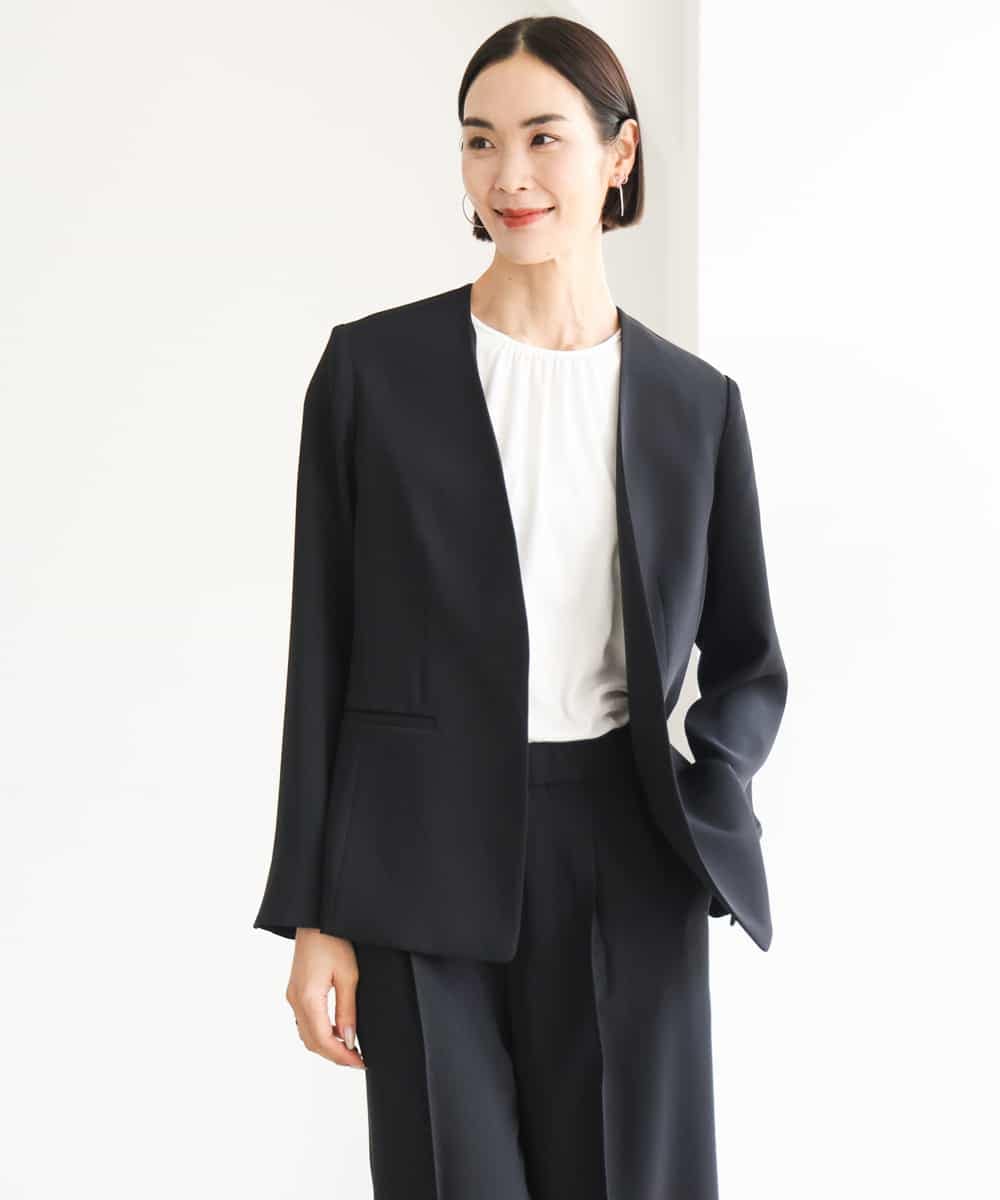 FMDJD03330 MICHEL KLEIN(ミッシェルクラン) [セットアップ対応]ノーカラージャケット ブラック