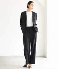 FMDJD03330 MICHEL KLEIN(ミッシェルクラン) [セットアップ対応]ノーカラージャケット ブラック