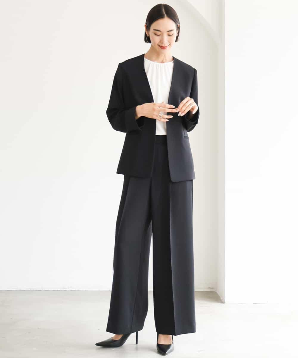 FMDJD03330 MICHEL KLEIN(ミッシェルクラン) [セットアップ対応]ノーカラージャケット ブラック
