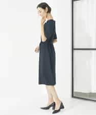 FMEAA11360 MICHEL KLEIN(ミッシェルクラン) ストレッチスクエアネックワンピース(セットアップ対応) ネイビー(57)
