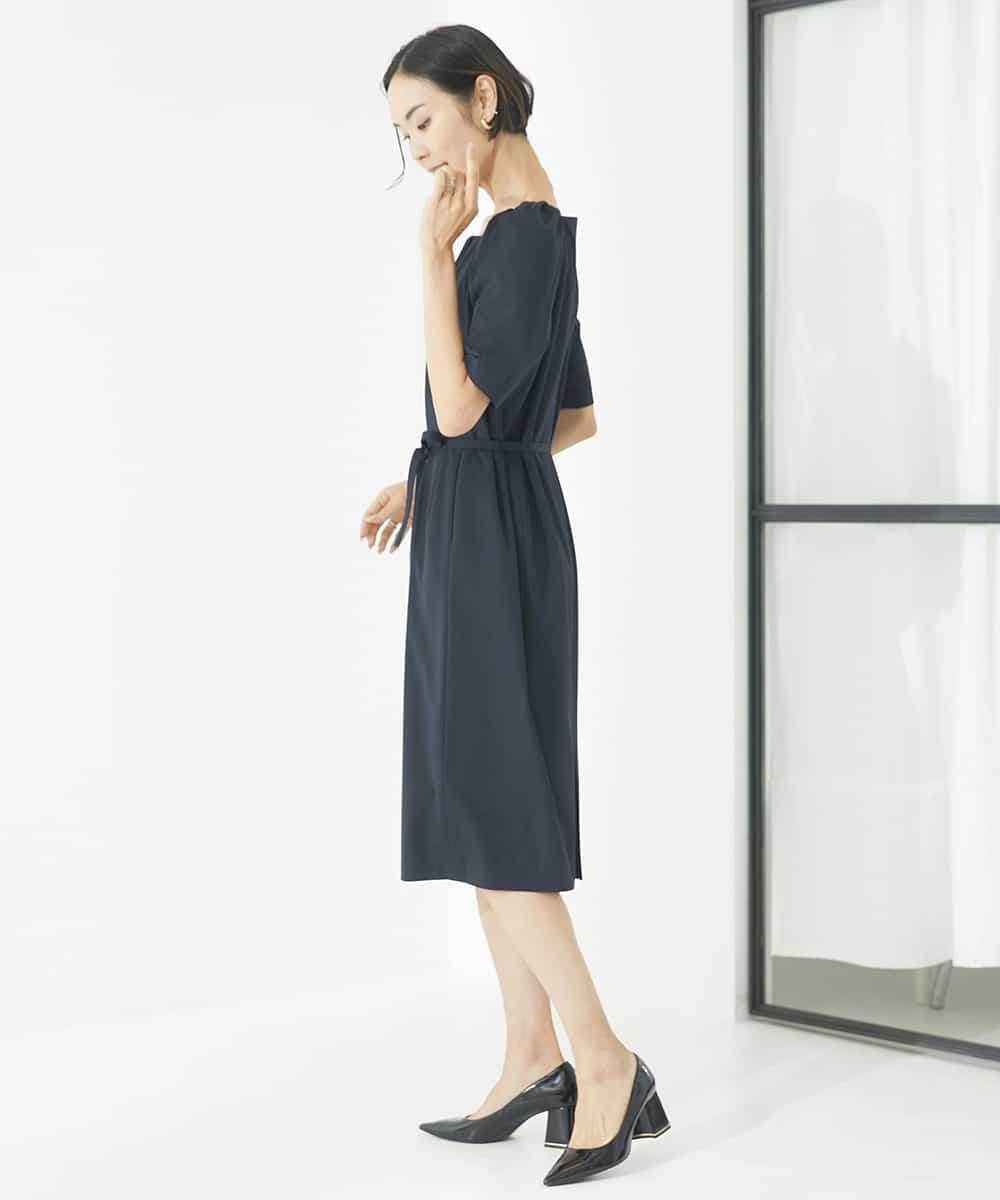 FMEAA11360 MICHEL KLEIN(ミッシェルクラン) ストレッチスクエアネックワンピース(セットアップ対応) ネイビー(57)